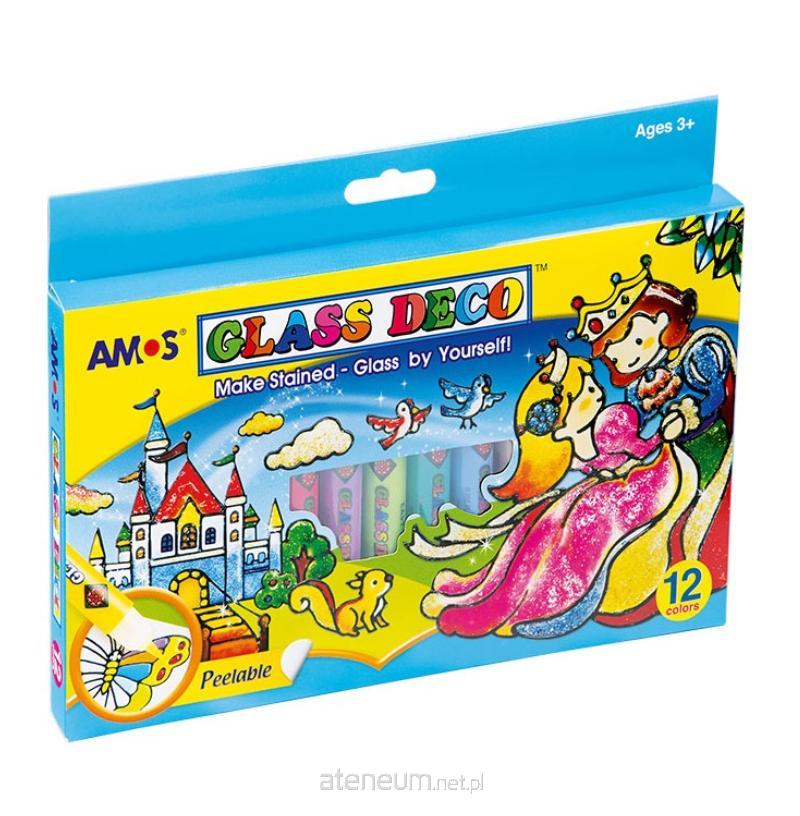Amos  Glass Deco Buntglasfarben, 12 Farben, AMOS Blister 8802946500192
