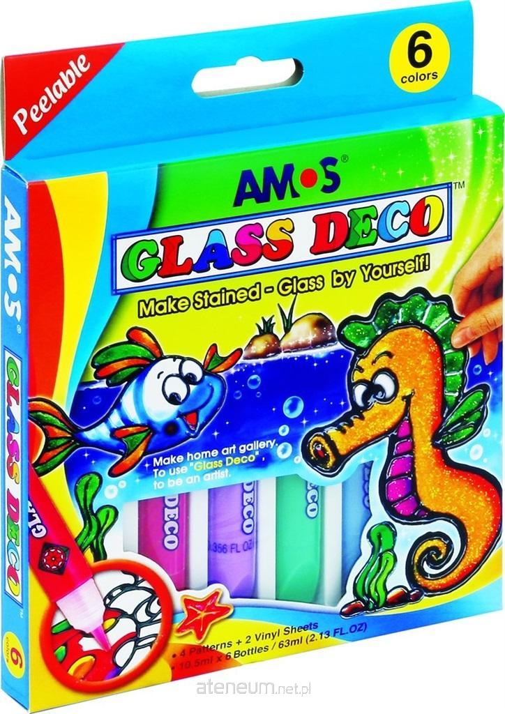 Amos  Glass Deco Buntglasfarben, 6 Farben, AMOS Blister 8802946500161