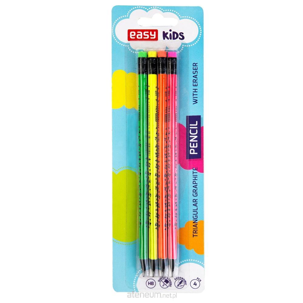 Easy Stationery  Fluo-Bleistift mit Radiergummi, 4 Stück EASY 5901180353823