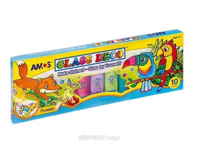 Amos  Glass Deco-Buntglasfarben, 10 AMOS-Farben 8802946500376