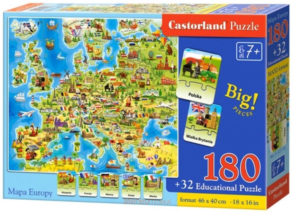 Castorland  Puzzle 180 Europakarte mit CASTOR-Quiz 5904438000227