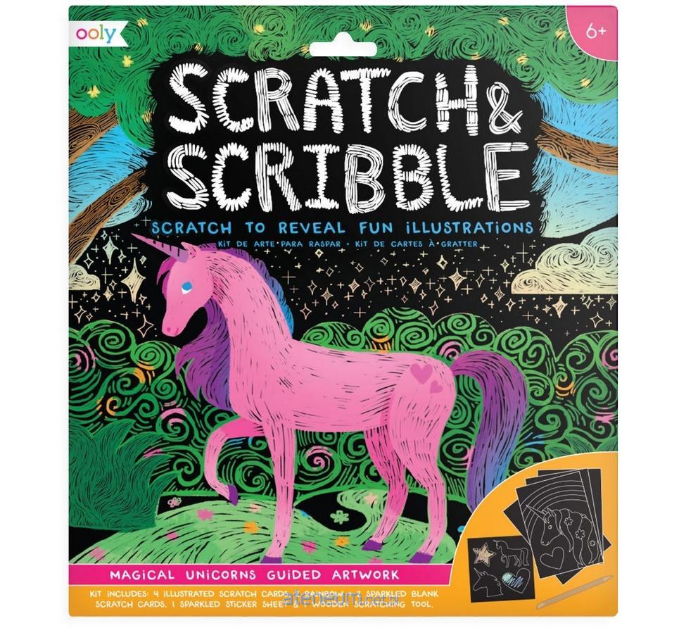 Kolorowe Baloniki  Scratch & Scribble Rubbelkarten Zauberhafte Einhörner 810078030669