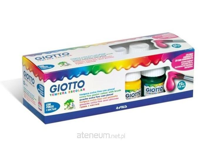 Giotto Tempera Escolar-Farben 12 Farben + GIOTTO-Pinsel 8000825004803