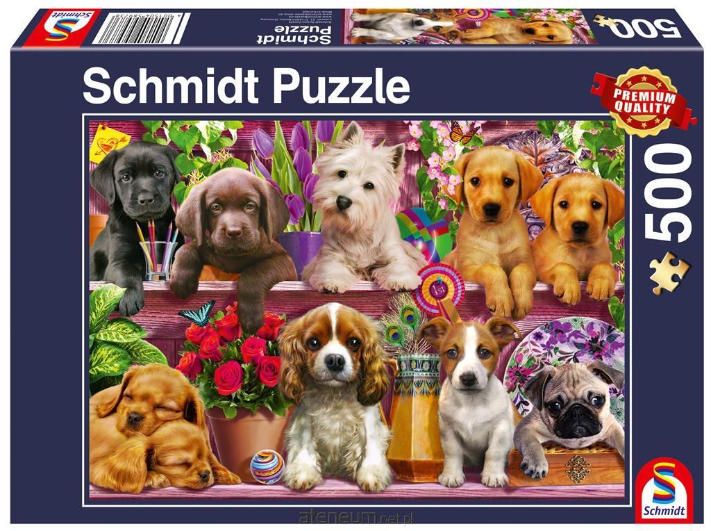 Schmidt  Puzzle PQ 500 Hunde im Regal G3 4001504589738