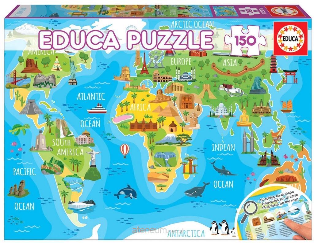 Educa  Puzzle 150 Mapa �wiata dla dzieci (Turystyka) G3 8412668181168