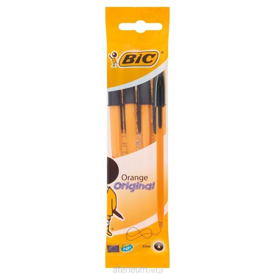 BIC  Orange Original Feiner schwarzer Kugelschreiber 4 Stück BIC 3086121601224