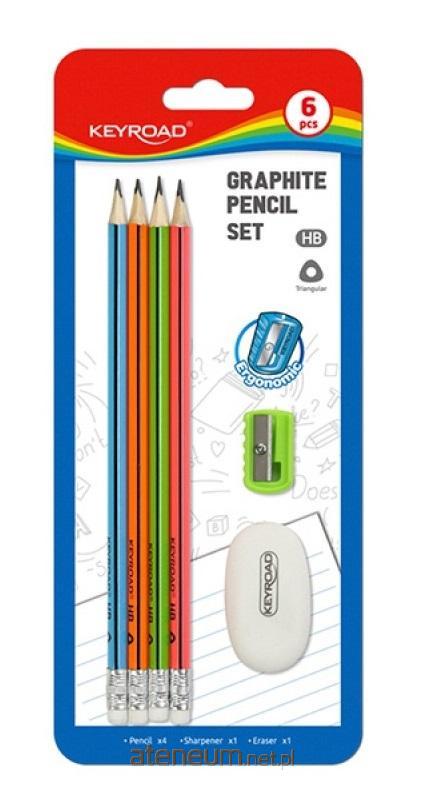 Keyroad  HB-Bleistifte mit Radiergummi und Spitzer 6 Stück 6941288711582