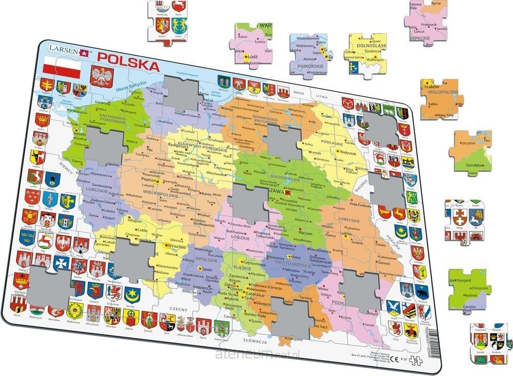 Larsen  Puzzle-Karte Polen Politisches Maxi 7023852112205