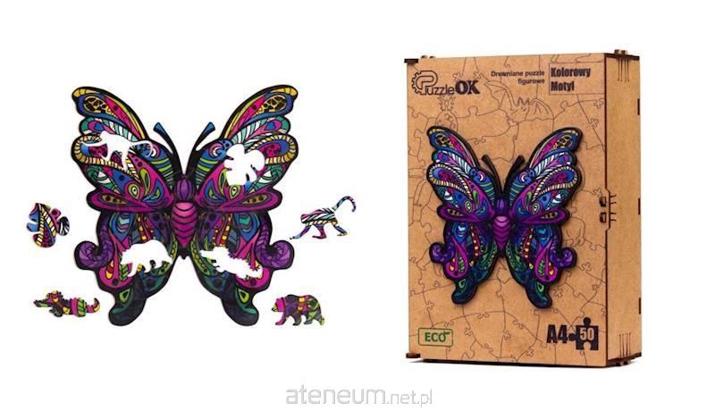 PuzzleOK  Öko-Holzpuzzle 50 Bunter Schmetterling A4 4821993017235