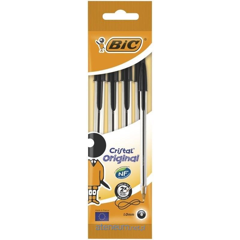 BIC  Cristal Original schwarzer Beutel-Kugelschreiber 4 Stk 3086121601026