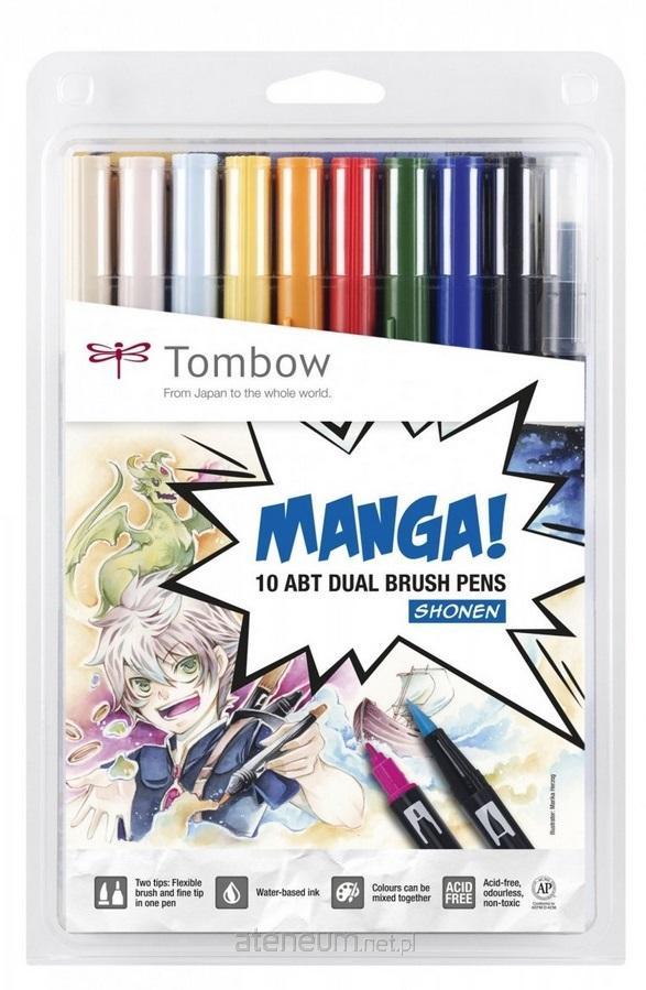 Tombow  MangaSet Shonen doppelseitige Marker, 10 Farben 4003198101029