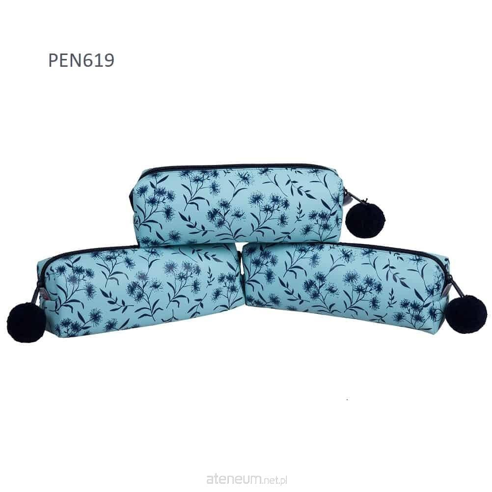 Pajacyk  Einkammerschachtel mit blauen Blumen und Pompon 5901691944527