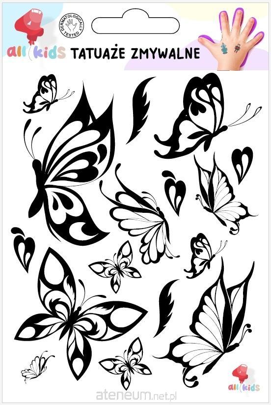 All4Kids  Waschbare Tattoos für Kinder, schwarze Schmetterlinge 5905805893213