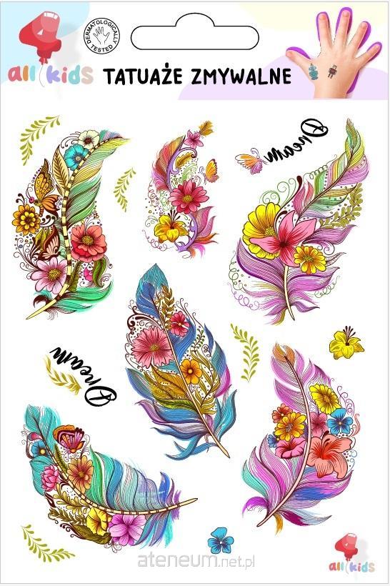 All4Kids  Waschbare Tattoos für Kinder Federn und Blumen 5905805893251