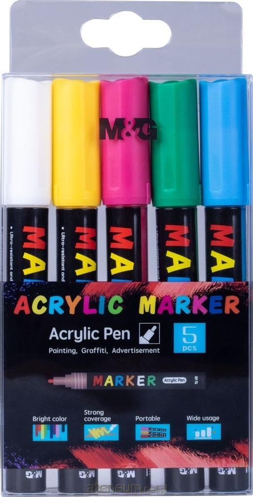 M&G  Acrylmarker 1-2 mm, 5 Farben 5902979014253