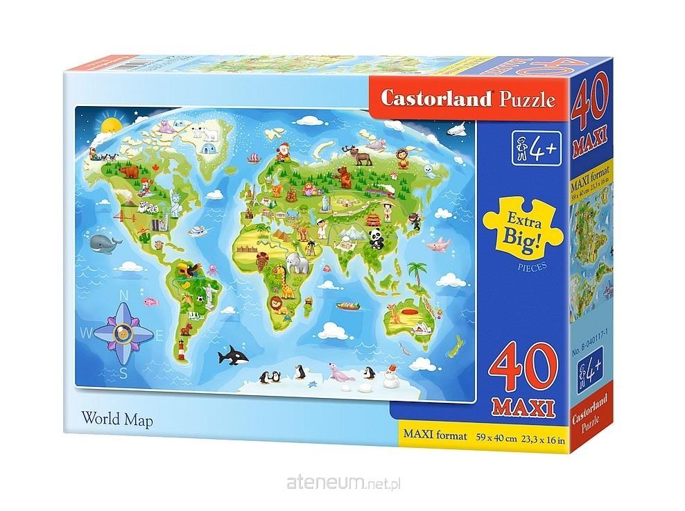 Castorland World Map Puzzle 40 Teile maxi   B-040117-1